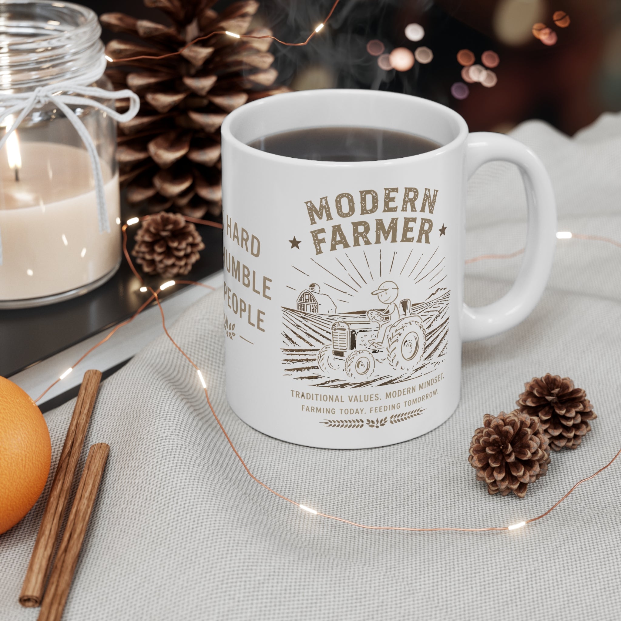 Modern Farmer Coffee Mug — "Work Hard Stay Humble Feed People" 11oz