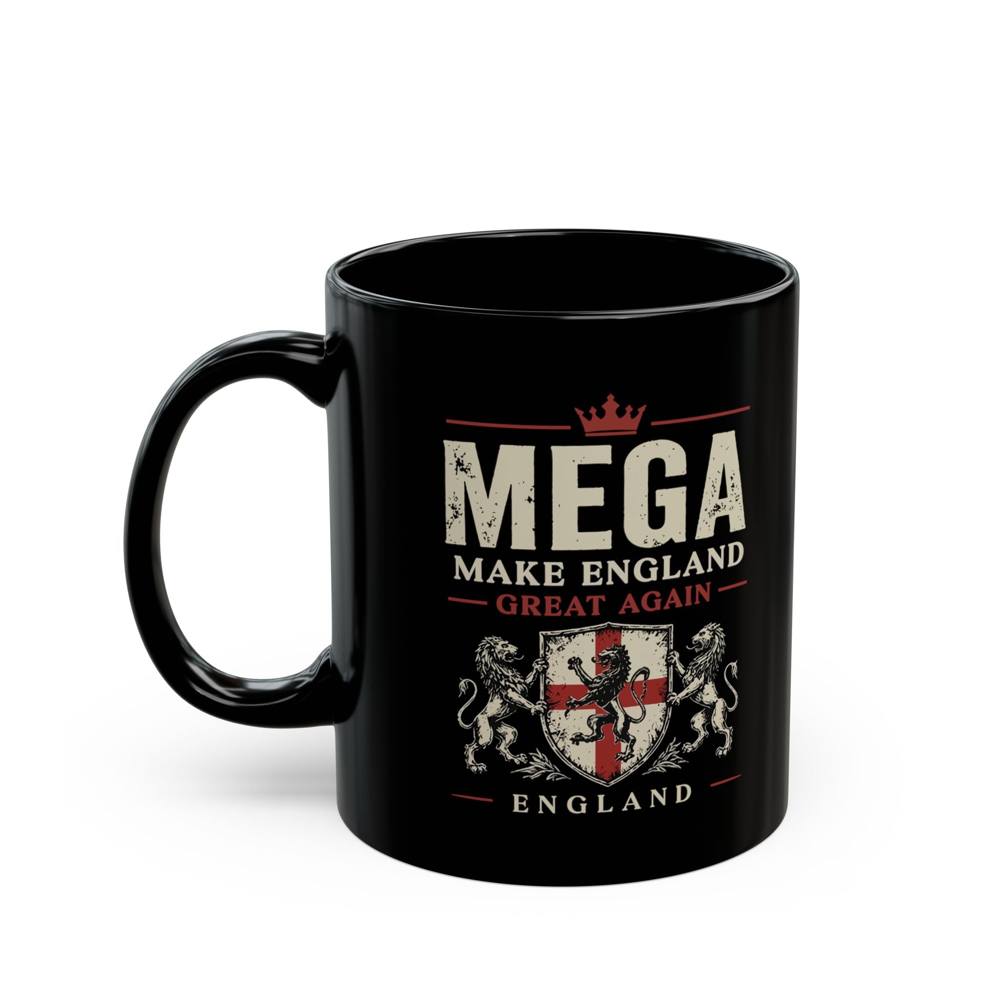 MEGA Make England Great Again Black Mug — Patriotic England Flag Coffee Cup