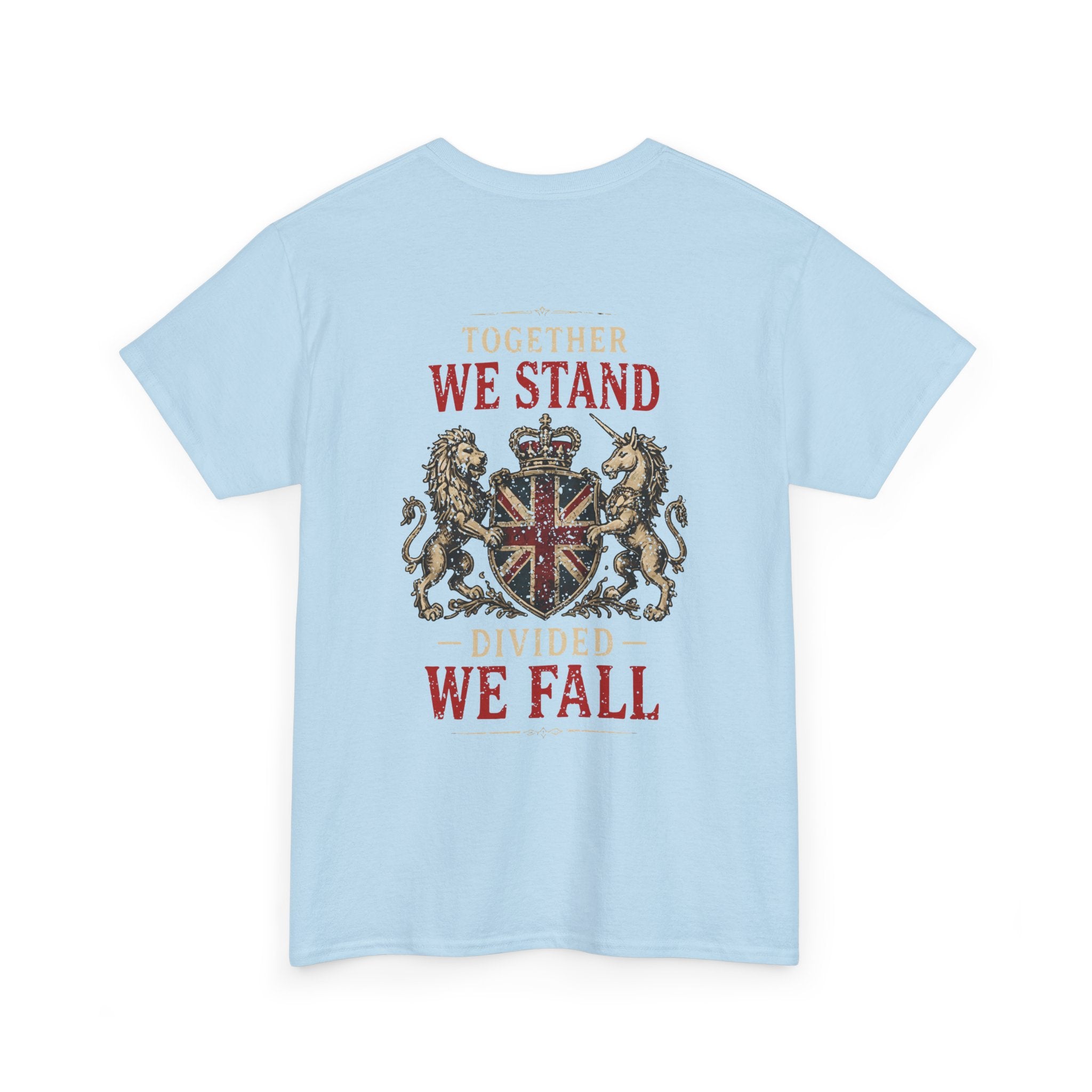 Womans Unite the Kingdom T-Shirt — Vintage Union Jack & Crest Tee ("Together We Stand, Divided We Fall")