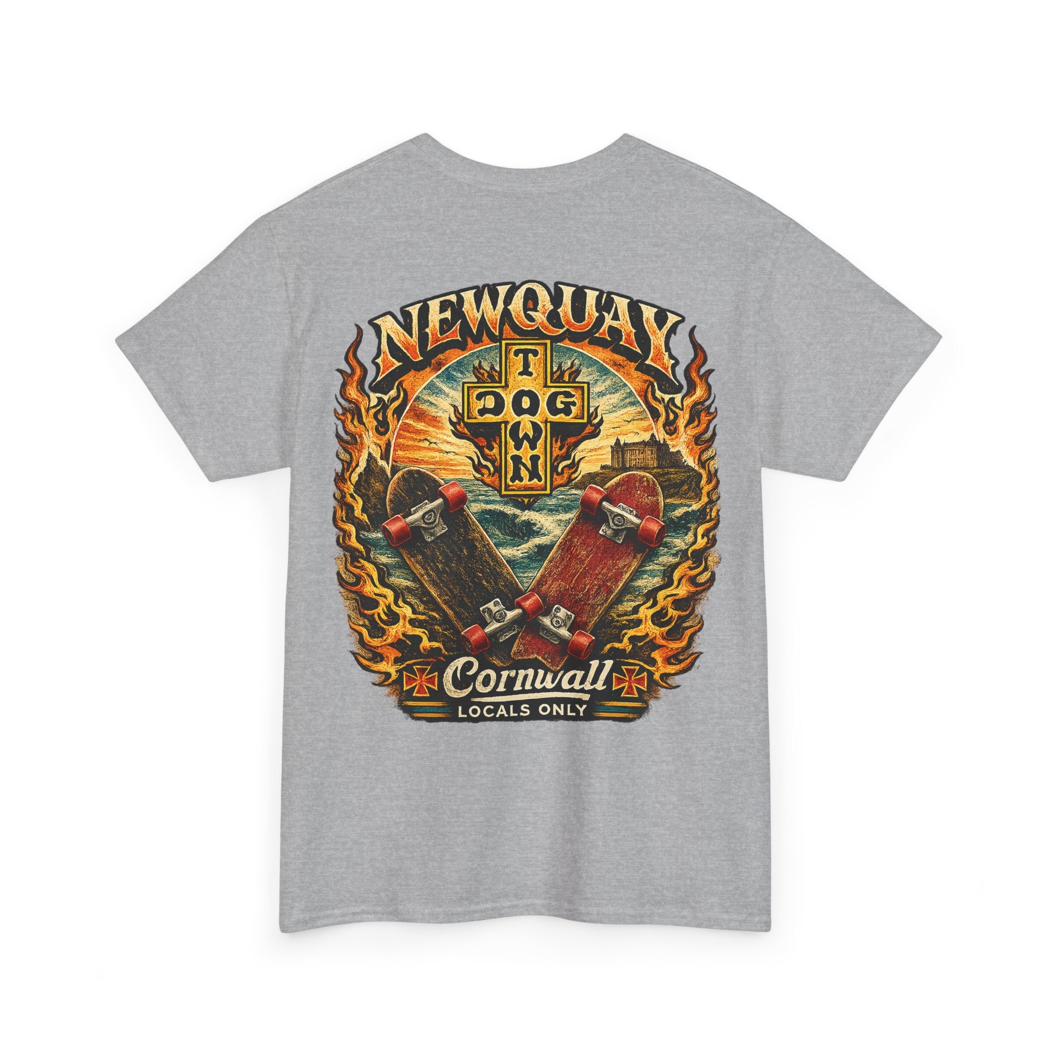 Surf Skate T‑Shirt — Newquay Cornwall 'Dog Town' Graphic Tee