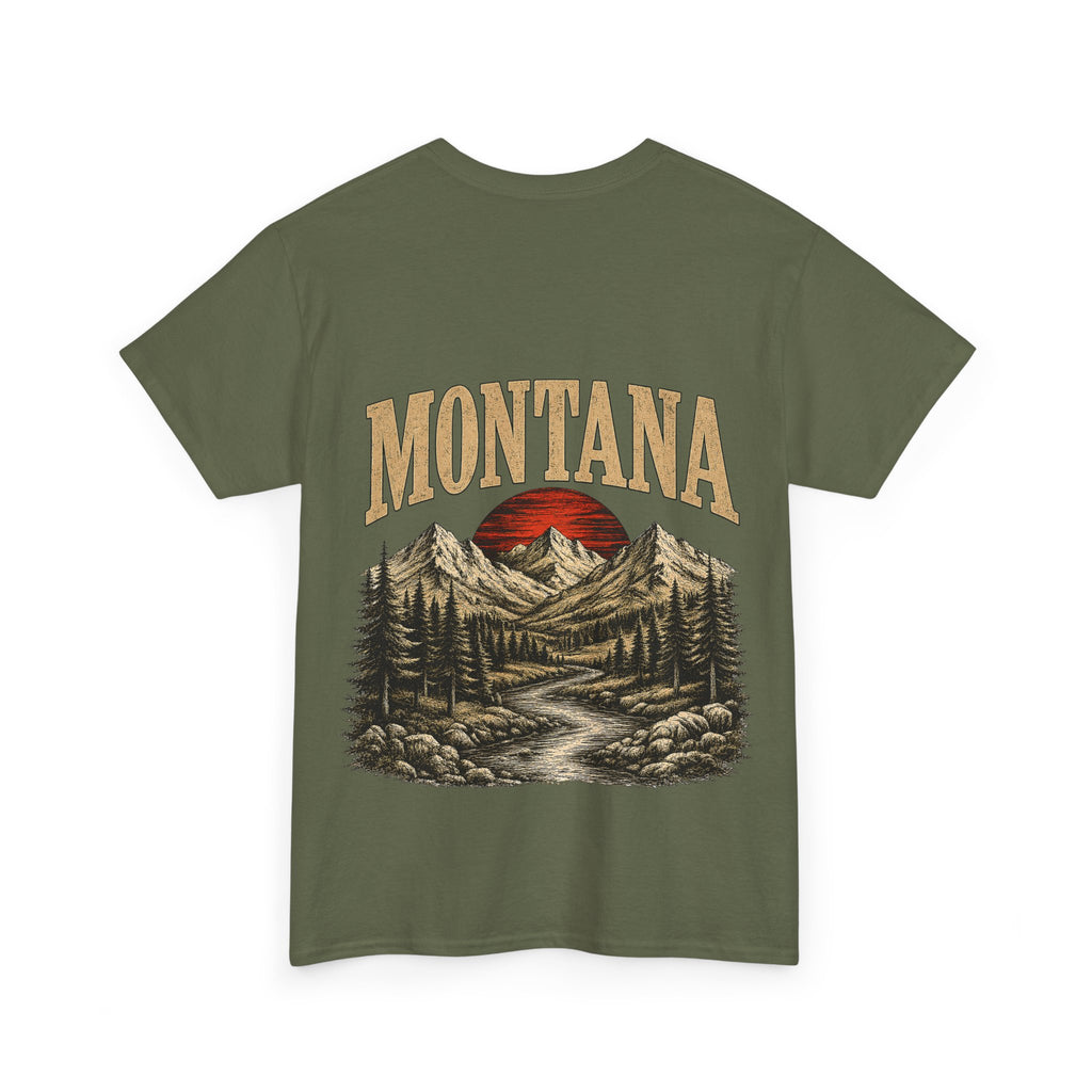 Montana Skies Cowboy Tee — Retro Mountain Landscape Graphic T-Shirt