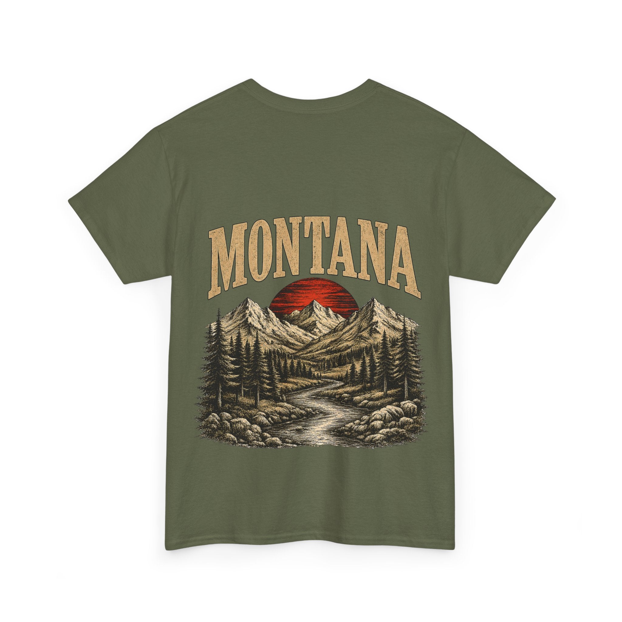 Montana Skies Cowboy Tee — Retro Mountain Landscape Graphic T-Shirt