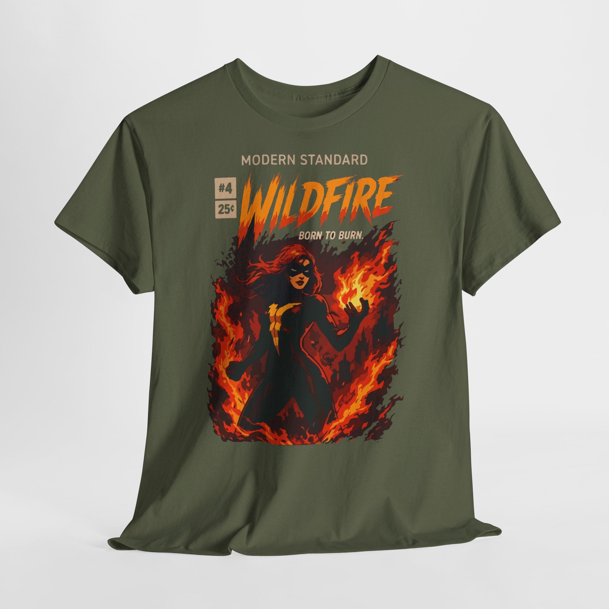Wildfire Graphic Tee – 'Modern Standard Wildfire: Born to Burn' Flame Girl T‑Shirt