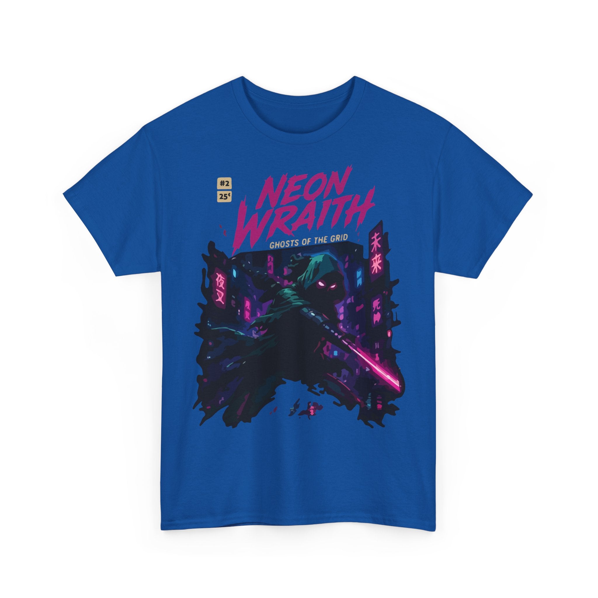 Neon Wraith T-Shirt — Cyberpunk Samurai Graphic Tee ("Neon Wraith: Ghosts of the Grid")