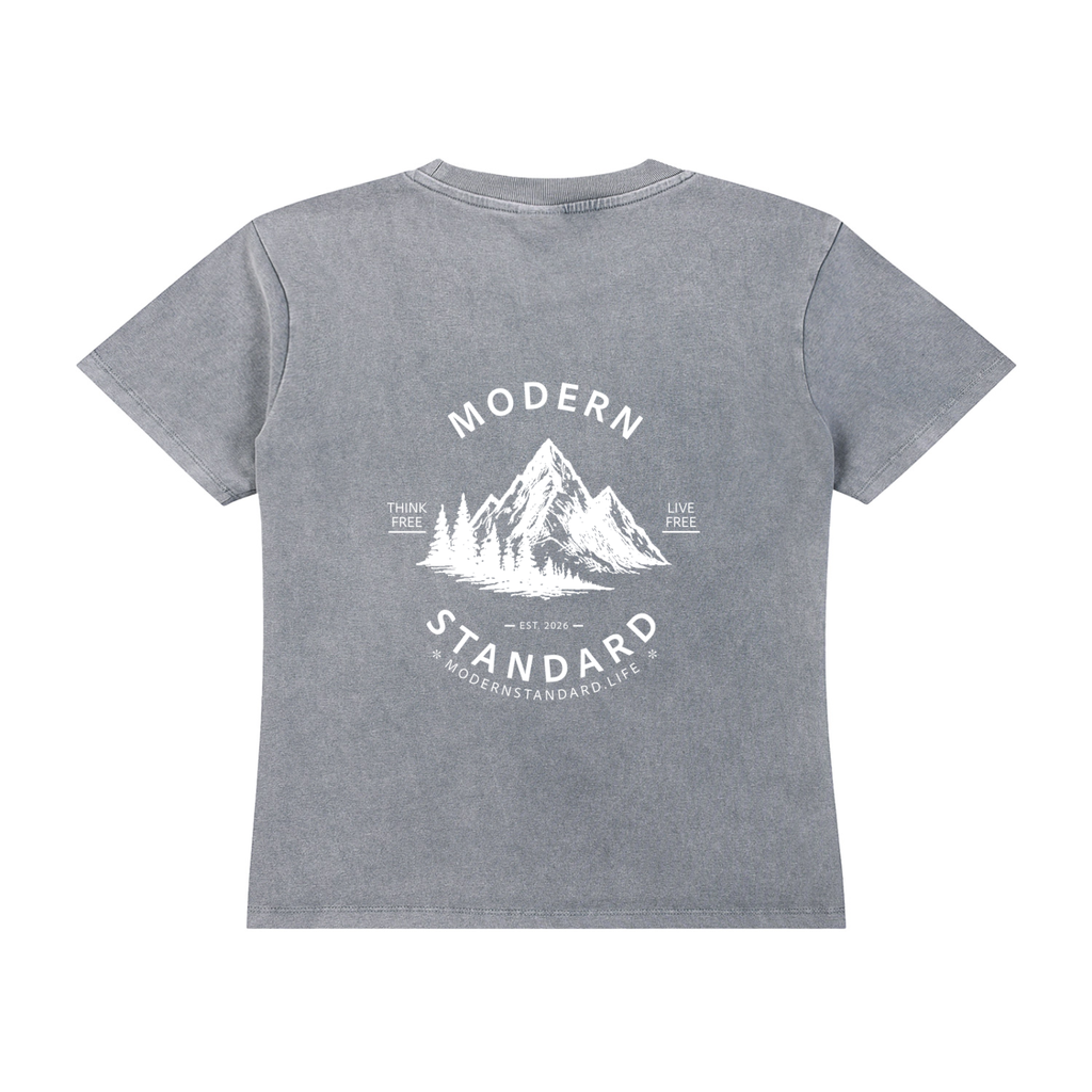 Vintage Wash Drop Shoulder T-shirt Mountain