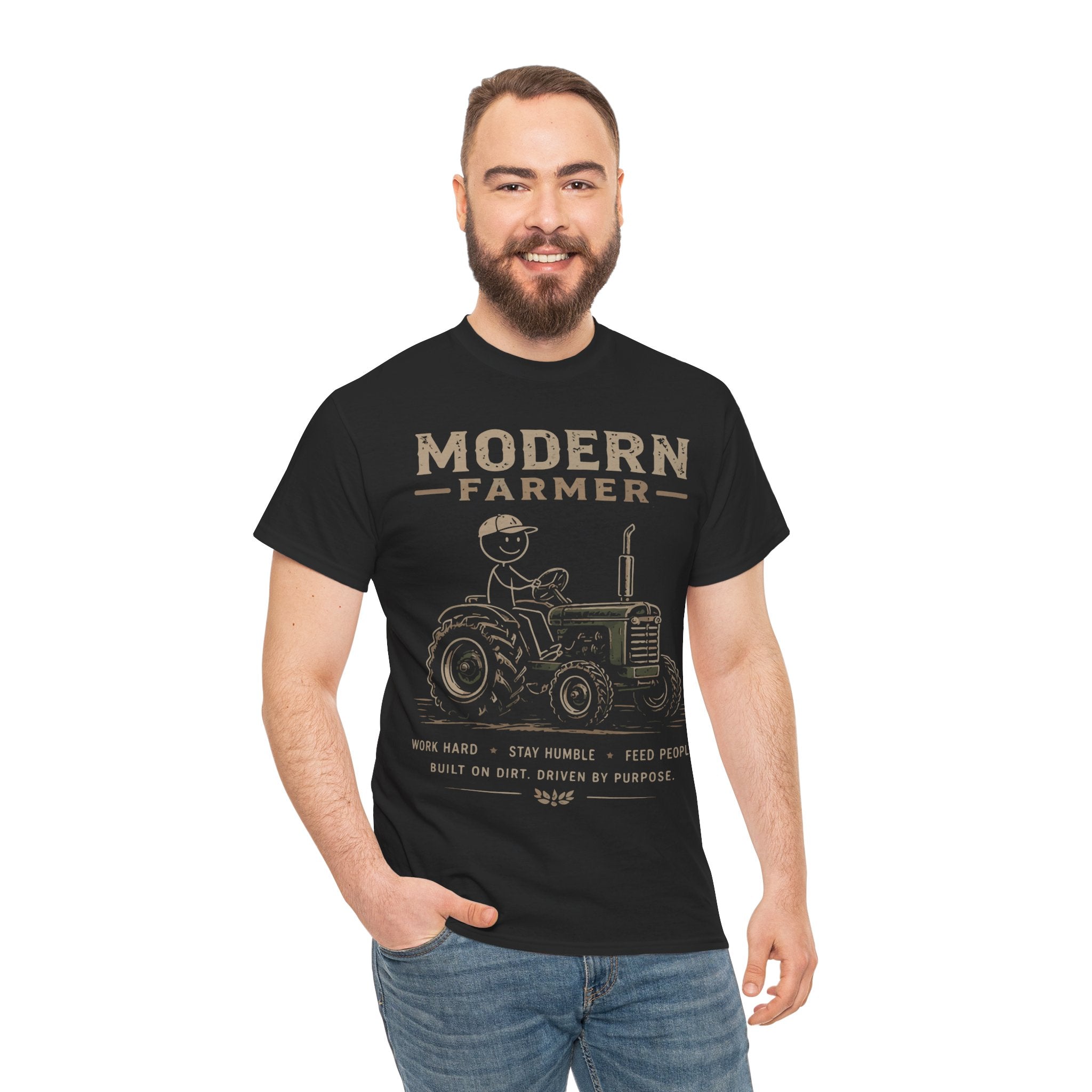 Modern Farmer Tractor v2 T‑Shirt – Vintage Farm Life Tee