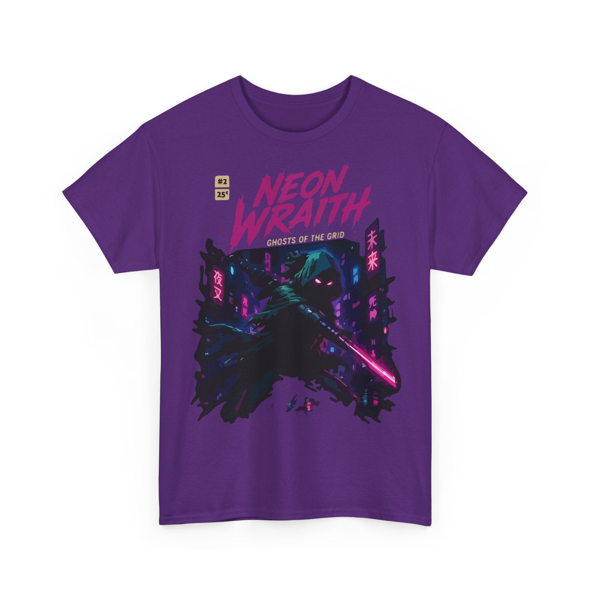 Neon Wraith T-Shirt — Cyberpunk Samurai Graphic Tee ("Neon Wraith: Ghosts of the Grid")