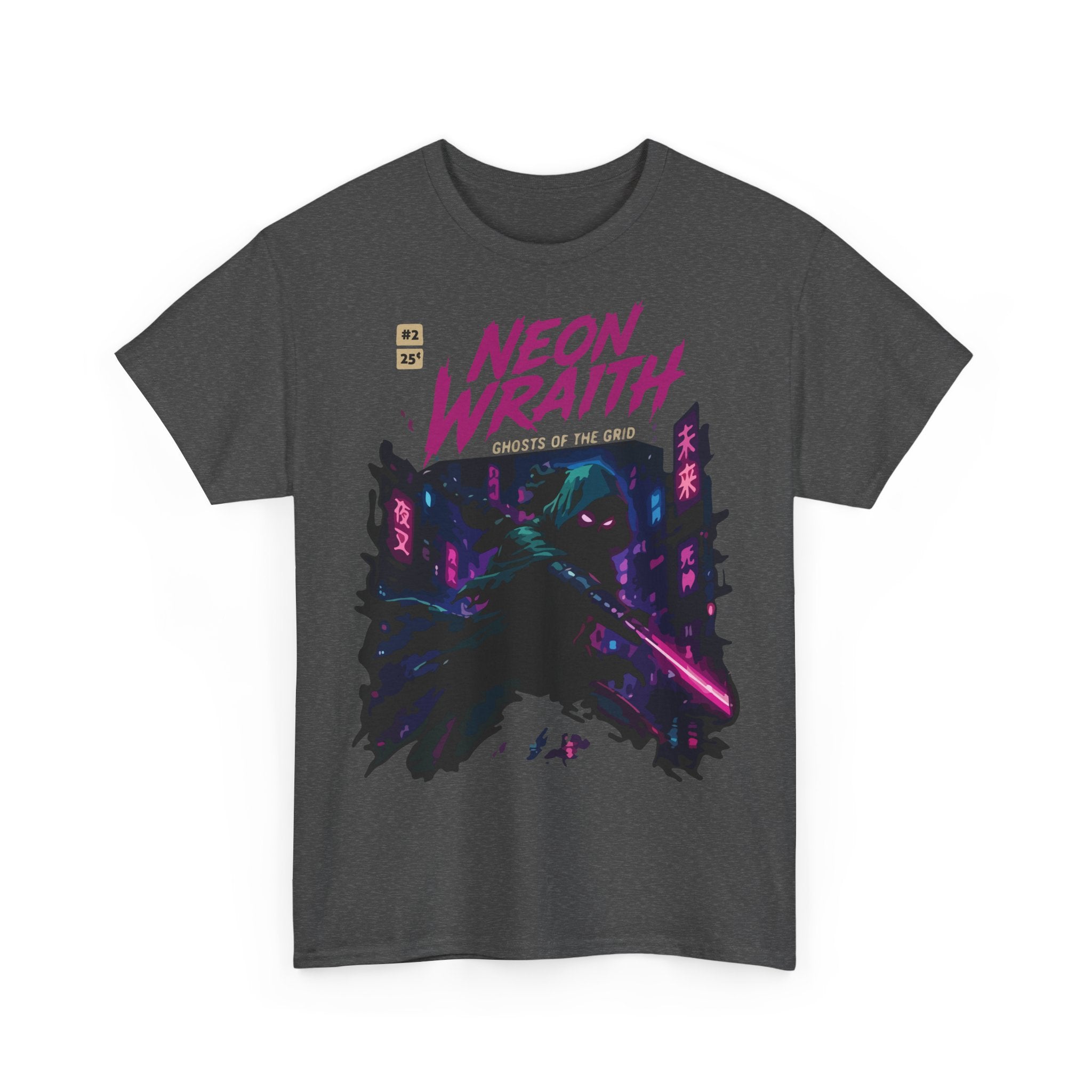 Neon Wraith T-Shirt — Cyberpunk Samurai Graphic Tee ("Neon Wraith: Ghosts of the Grid")