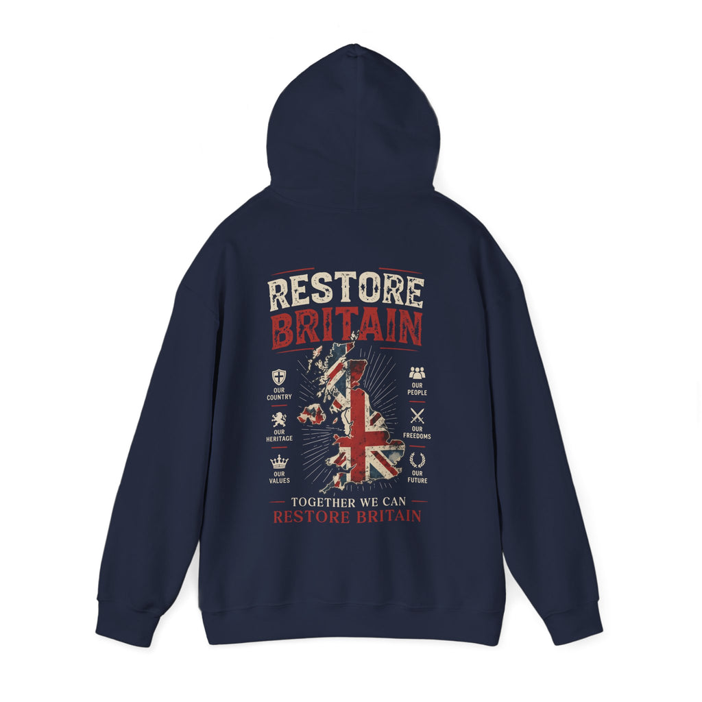 Restore Britain Hoodie — Union Jack Patriotic Graphic Hoodie