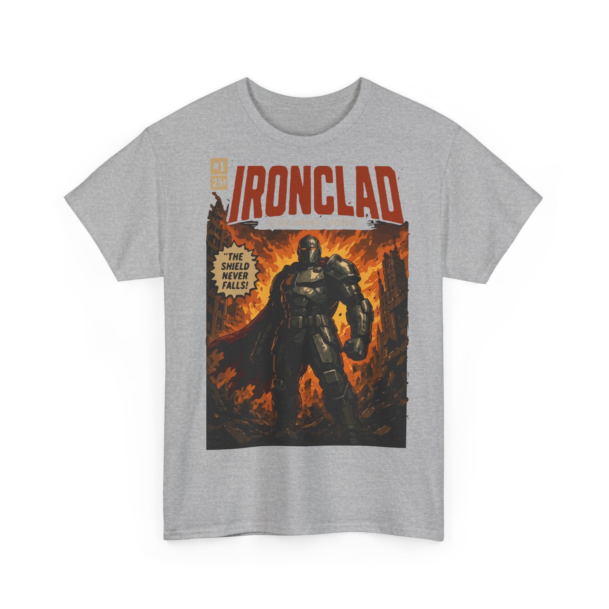 Ironclad Comic-Style T-Shirt — Vintage Superhero Graphic Tee