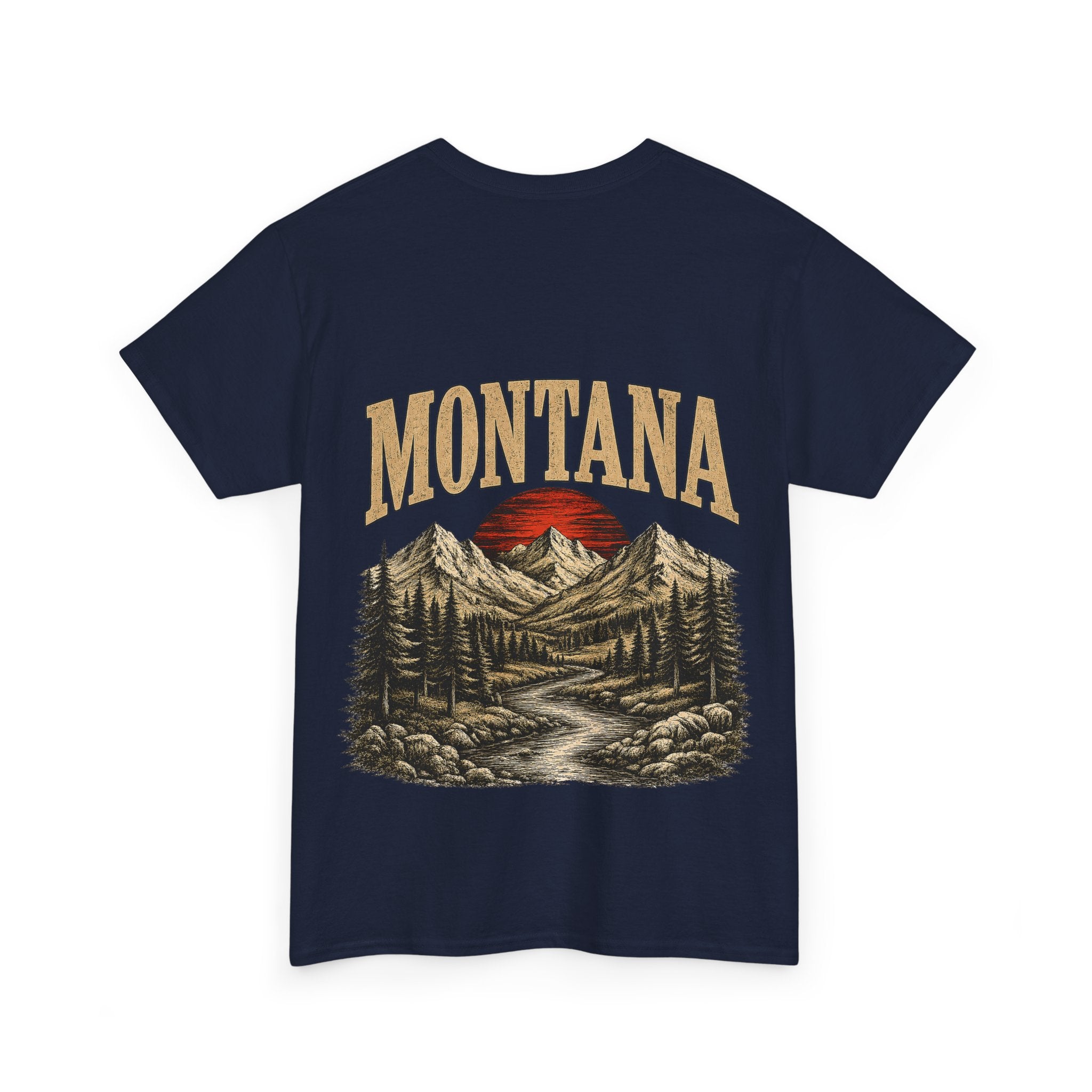 Montana Skies Cowboy Tee — Retro Mountain Landscape Graphic T-Shirt