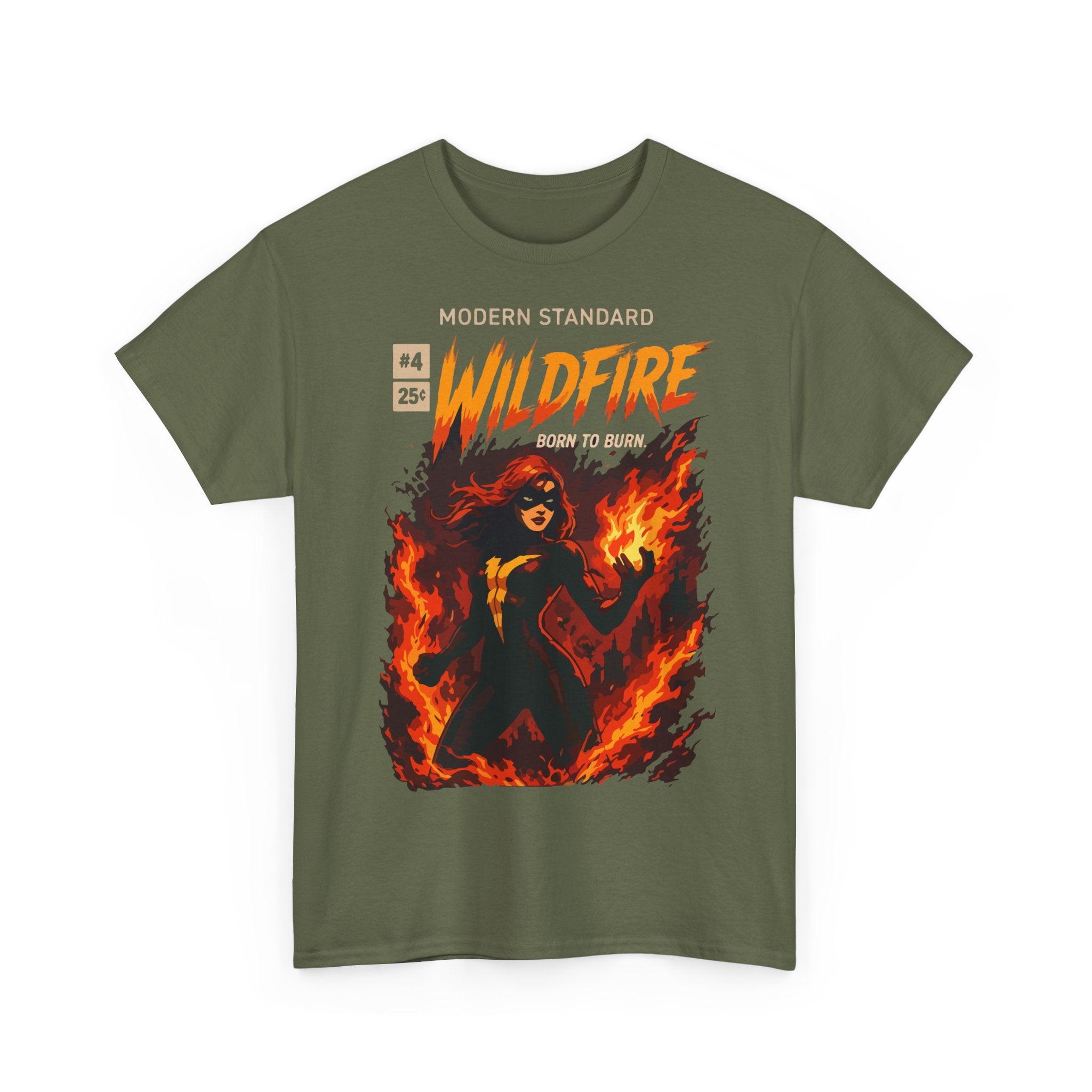 Wildfire Graphic Tee – 'Modern Standard Wildfire: Born to Burn' Flame Girl T‑Shirt