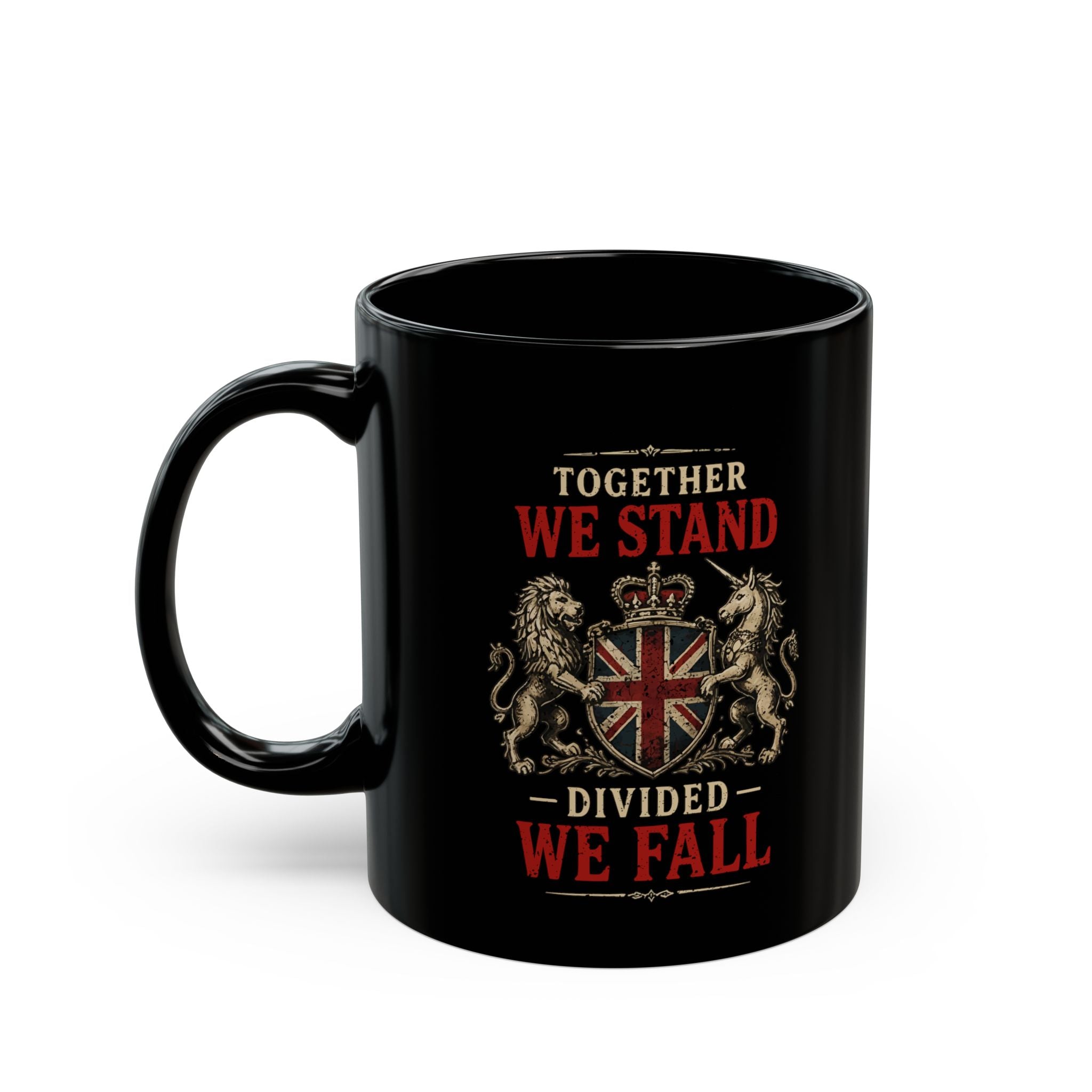 Unite the Kingdom Black Mug — Union Jack Patriotic Coffee Cup (11oz & 15oz)