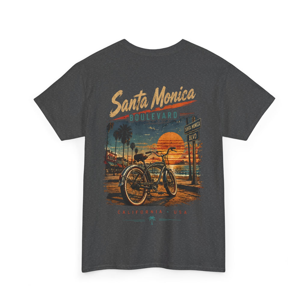 Santa Monica Boulevard Vintage Beach Cruiser Tee — Sunset California Surf Shirt