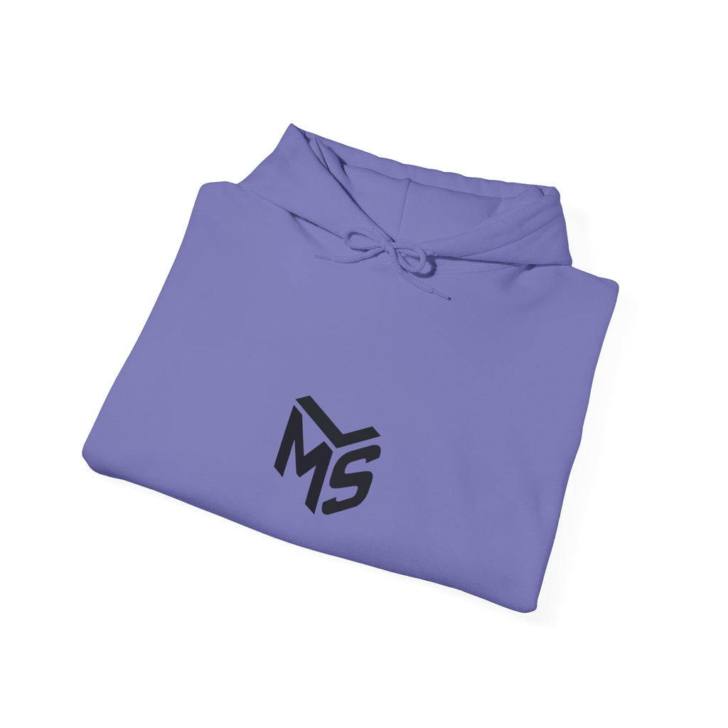 Modern Standard MS Logo Hoodie — Minimal White Pullover with Sleeve Graphic