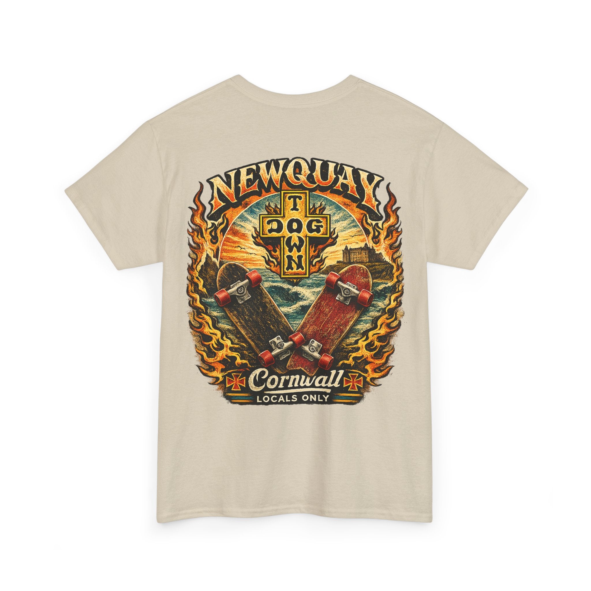Surf Skate T‑Shirt — Newquay Cornwall 'Dog Town' Graphic Tee