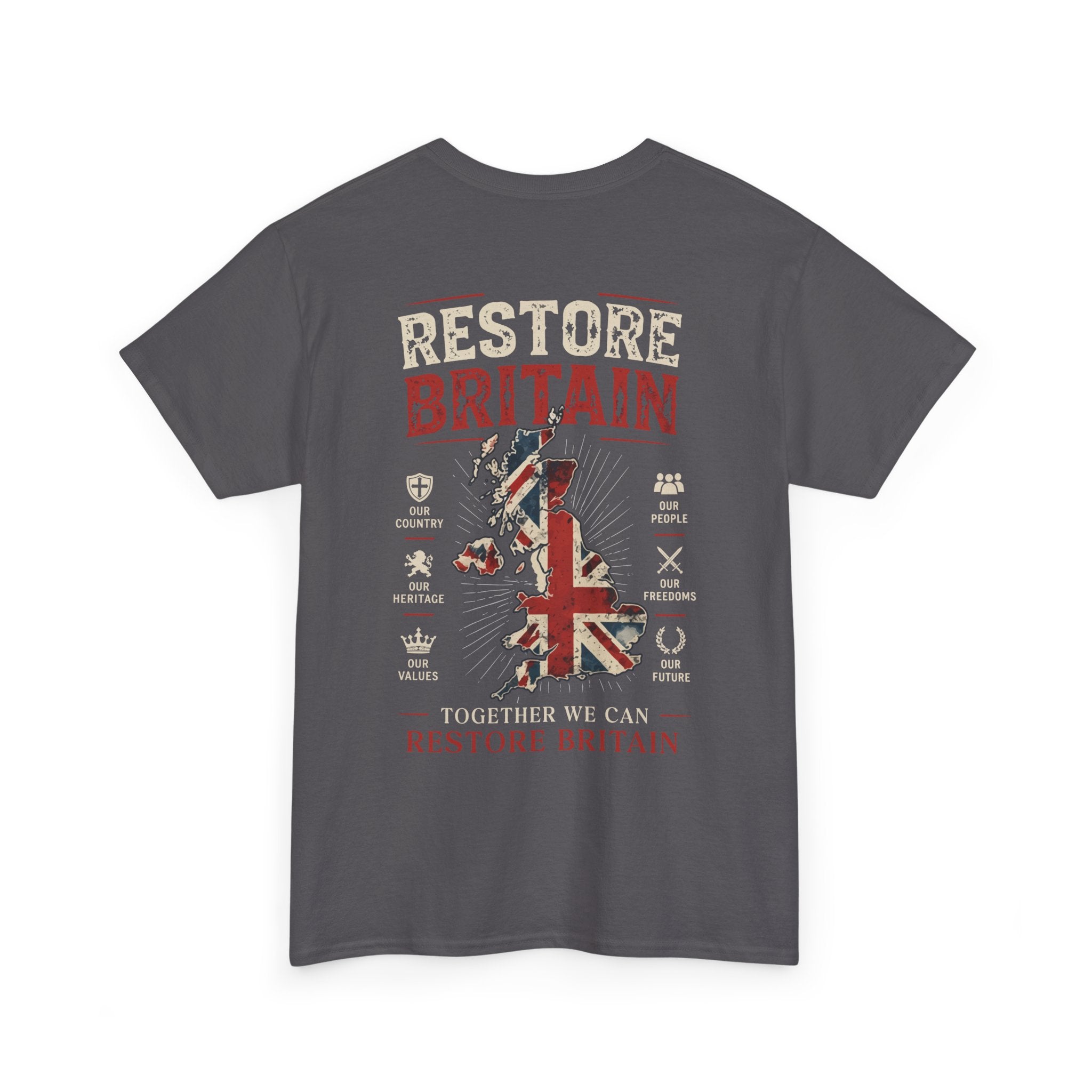 Mens Restore Britain T‑Shirt — Union Jack Vintage Patriotic Tee