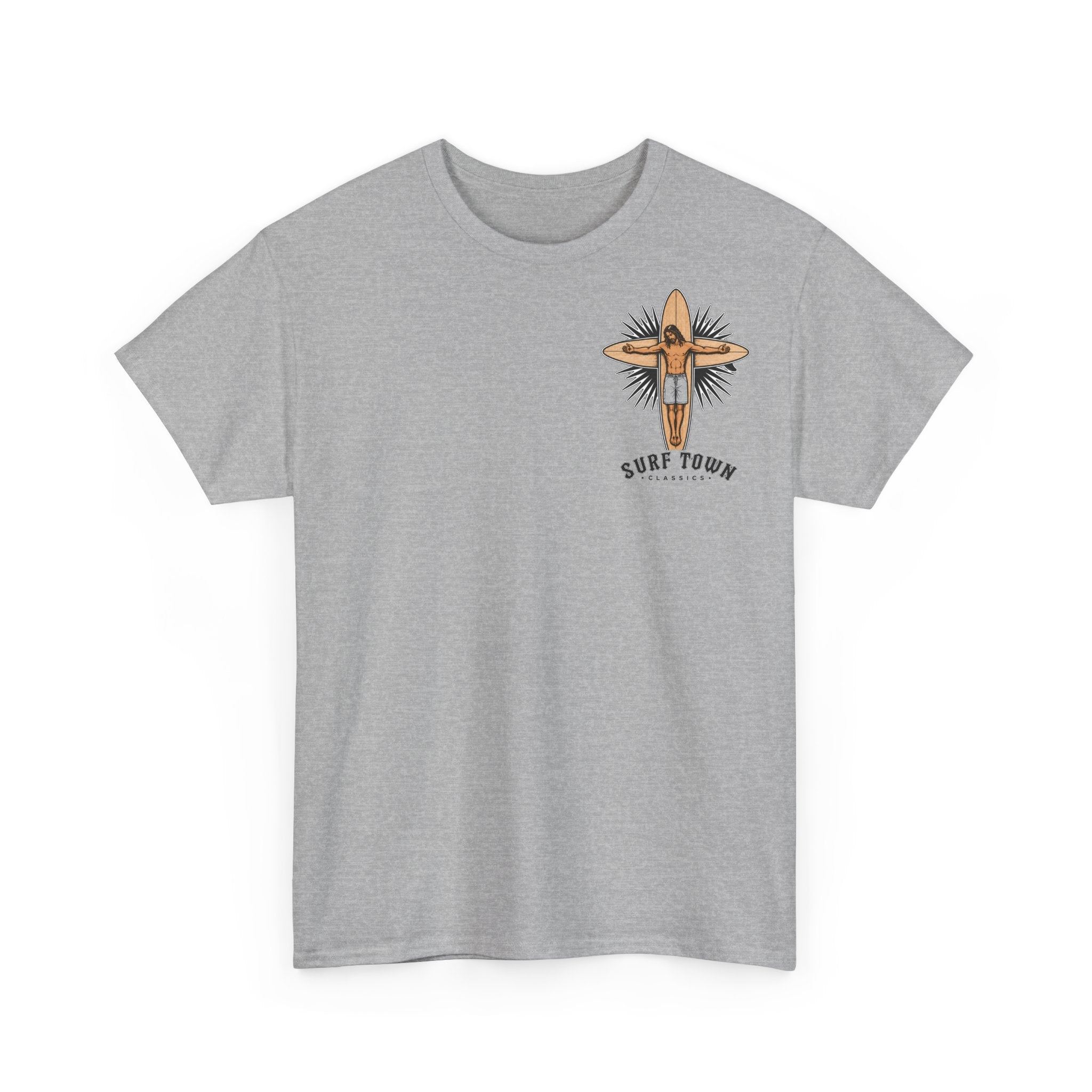 Fistral Beach '70's Surf Tee — Small Surfboard Cross Logo T-Shirt