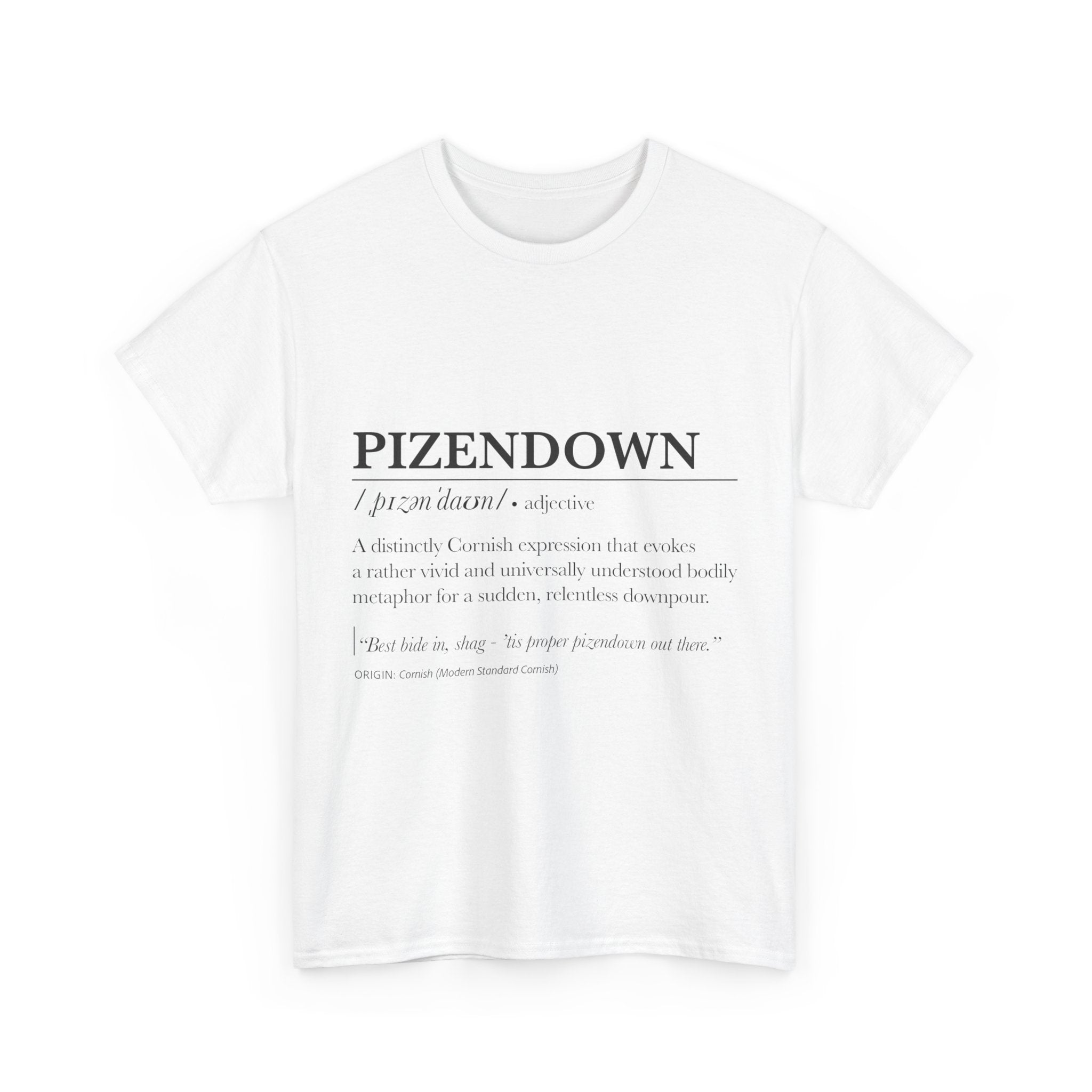 'Pizendown' & 'Dearovim' Unisex Cornish Dictionary Tee