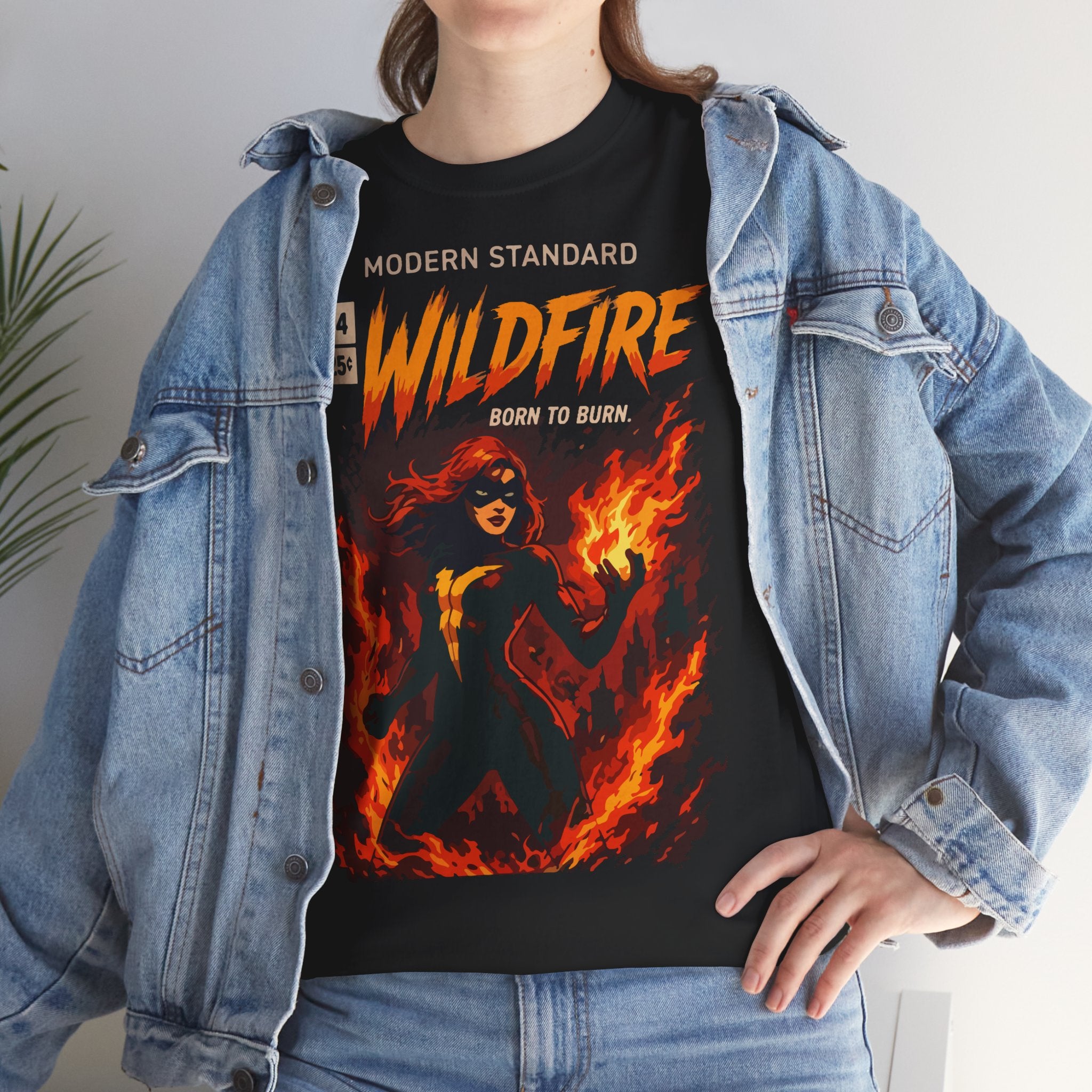 Wildfire Graphic Tee – 'Modern Standard Wildfire: Born to Burn' Flame Girl T‑Shirt