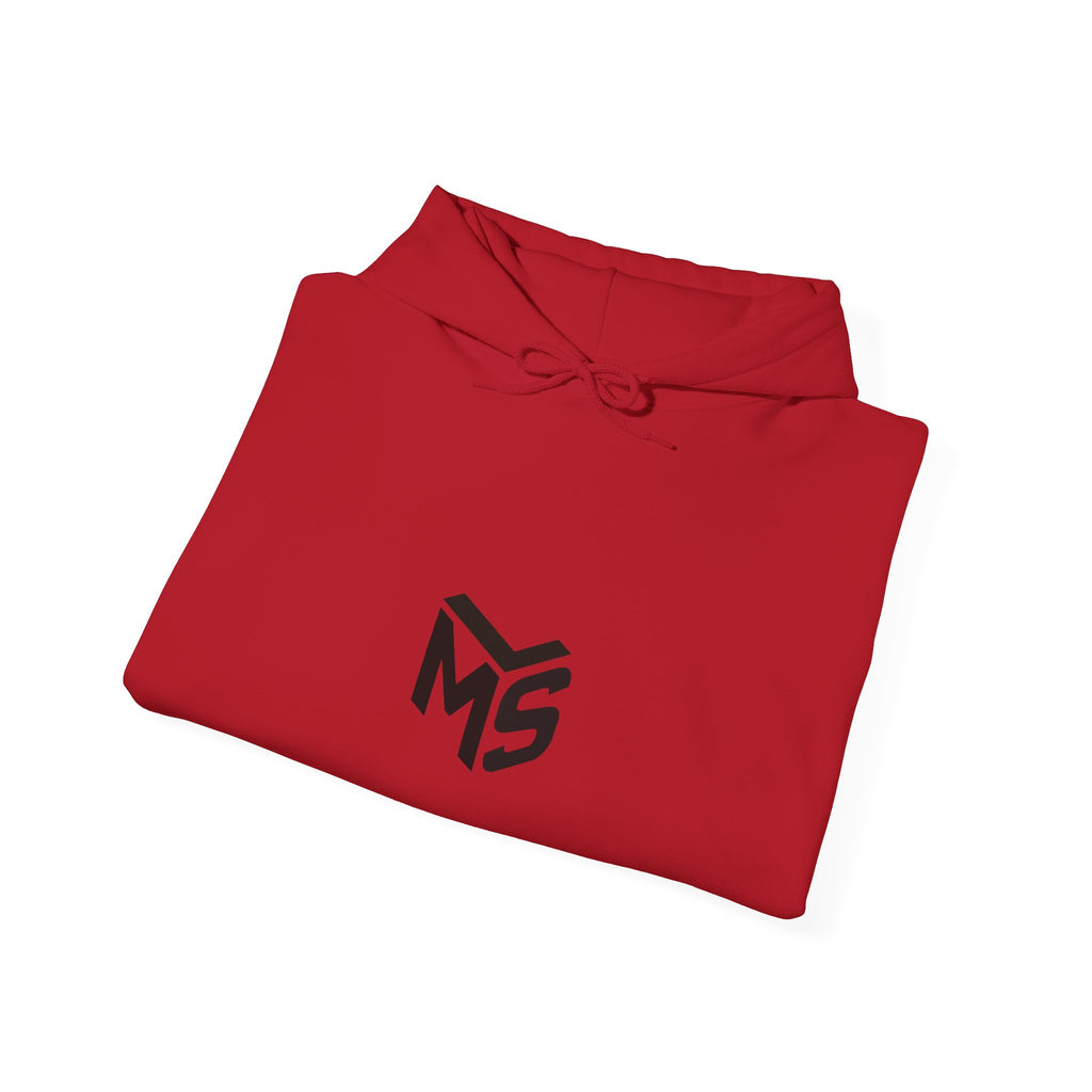 Modern Standard MS Logo Hoodie — Minimal White Pullover with Sleeve Graphic