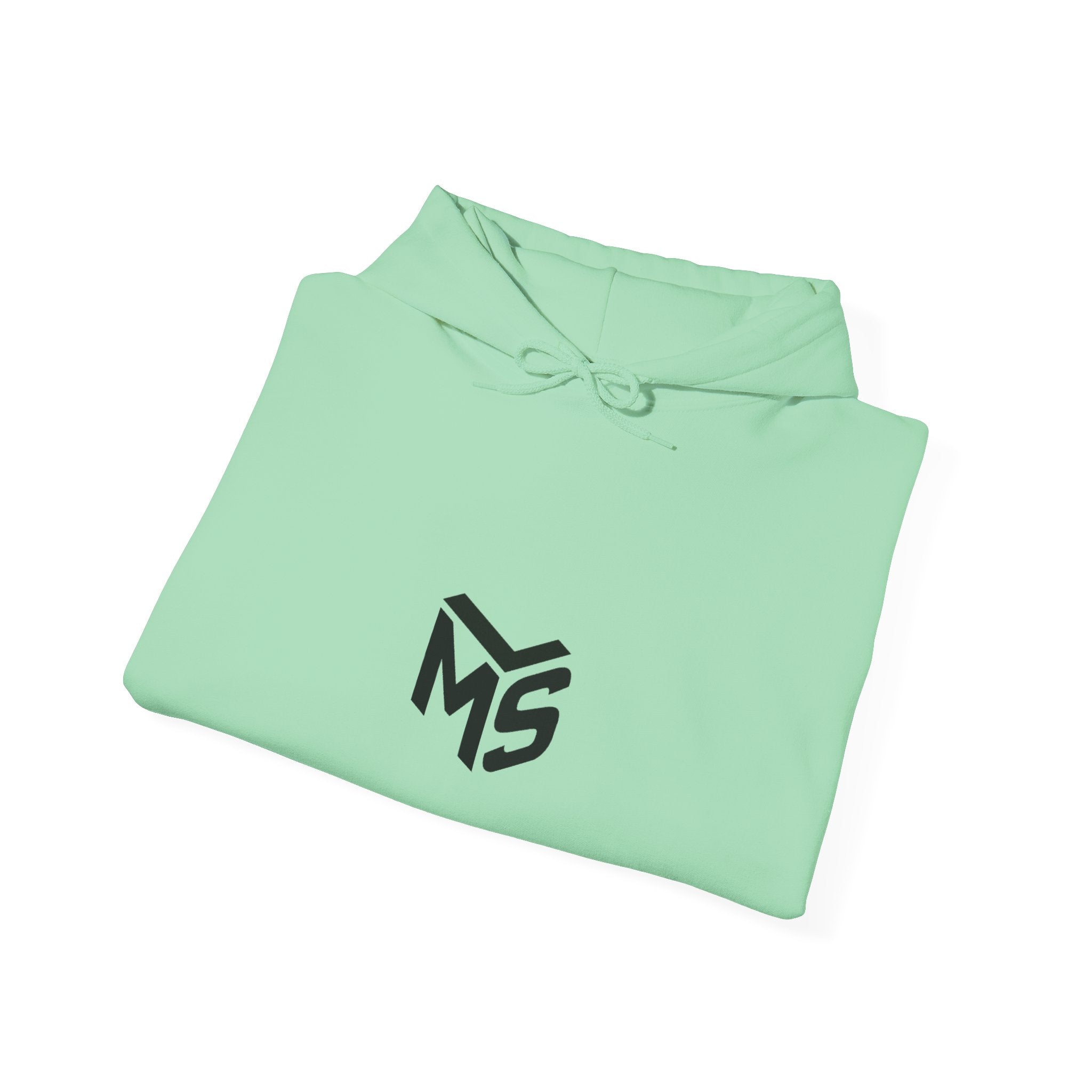 Modern Standard MS Logo Hoodie — Minimal White Pullover with Sleeve Graphic
