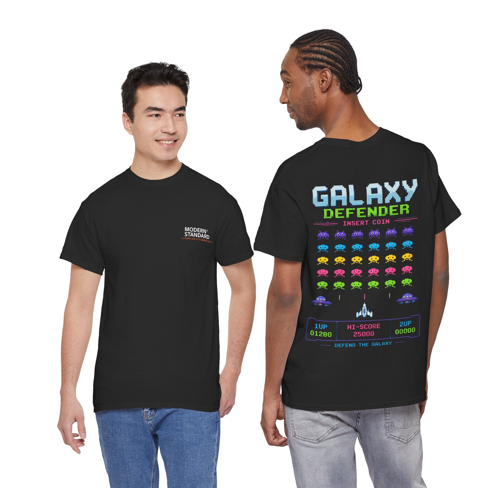 Galaxy Defender Arcade T‑Shirt — Retro Video Game Space Invaders Tee