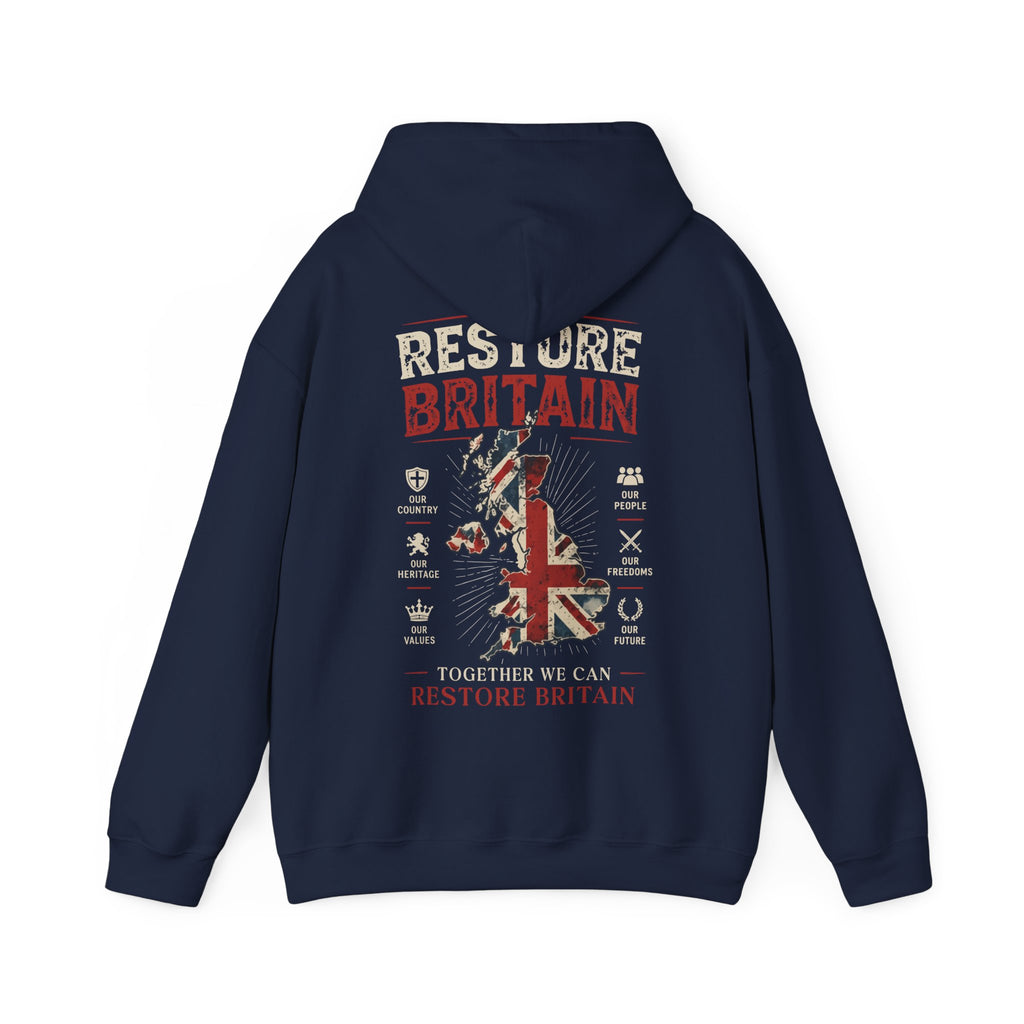 Restore Britain Hoodie — Union Jack Patriotic Graphic Hoodie