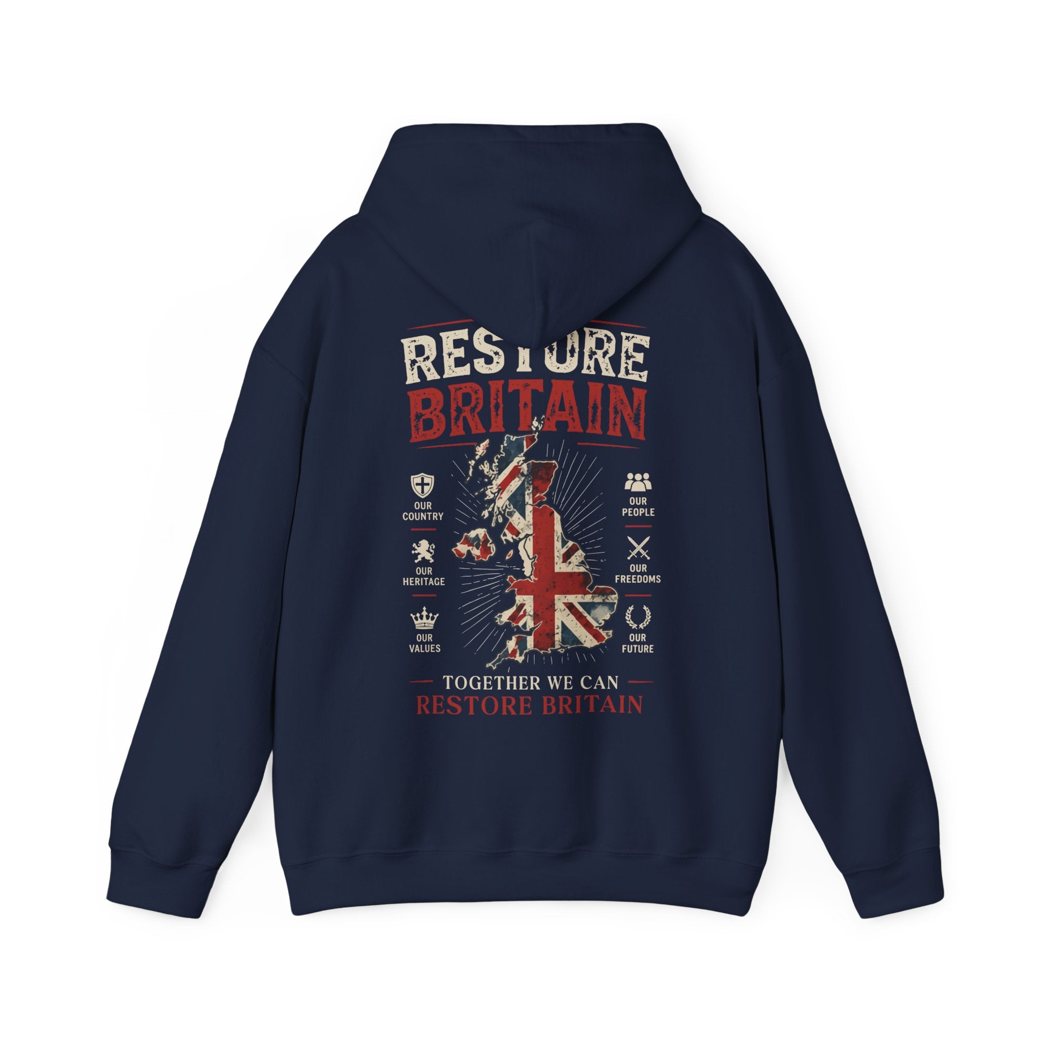 Restore Britain Hoodie — Union Jack Patriotic Graphic Hoodie