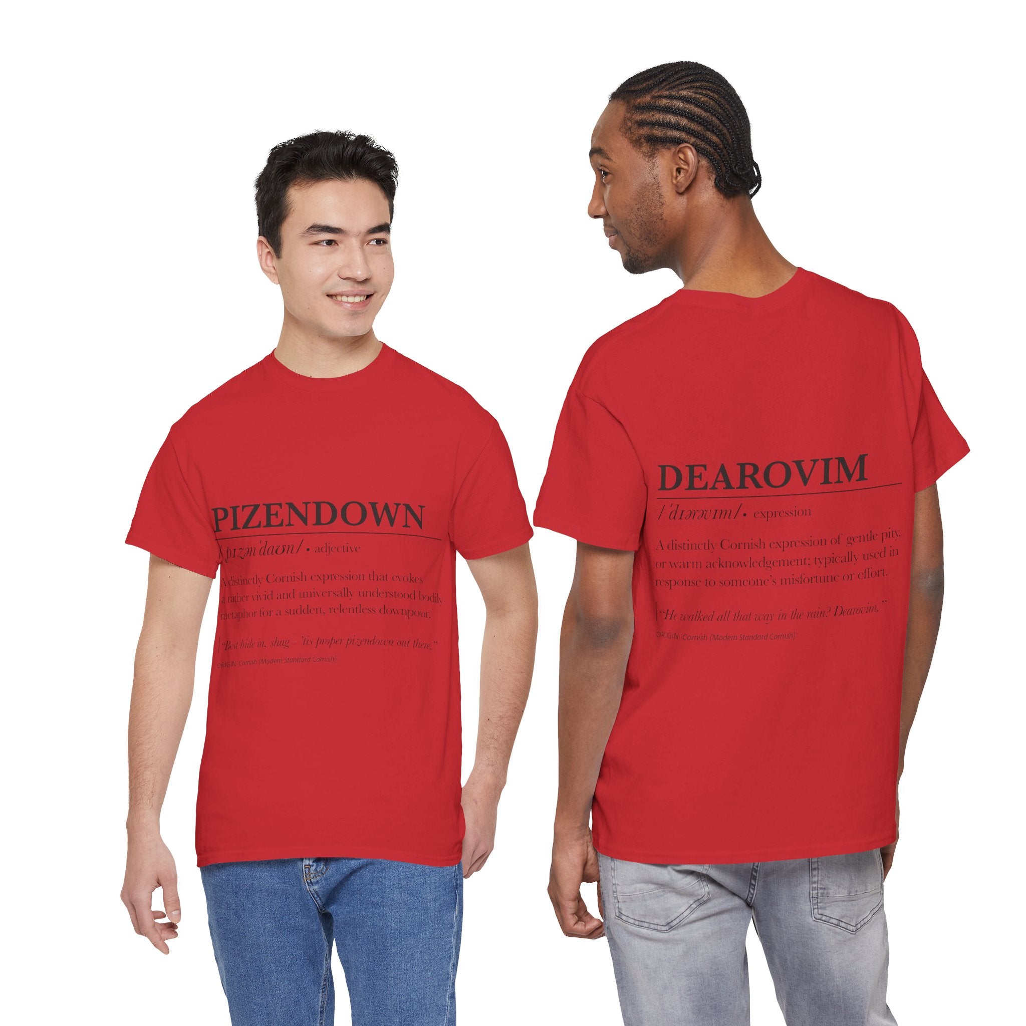 'Pizendown' & 'Dearovim' Unisex Cornish Dictionary Tee