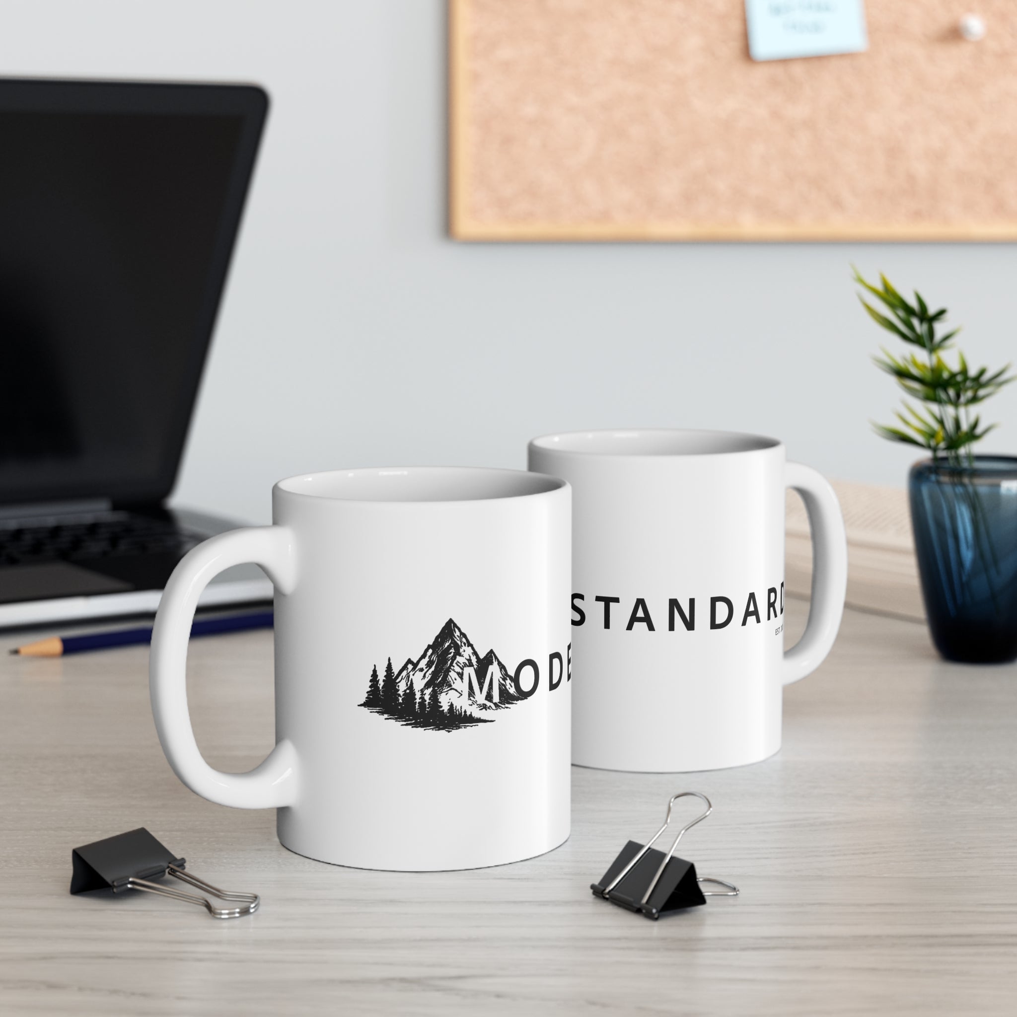 Modern Stamp Mug — Minimal Mountain 11oz White Coffee Cup