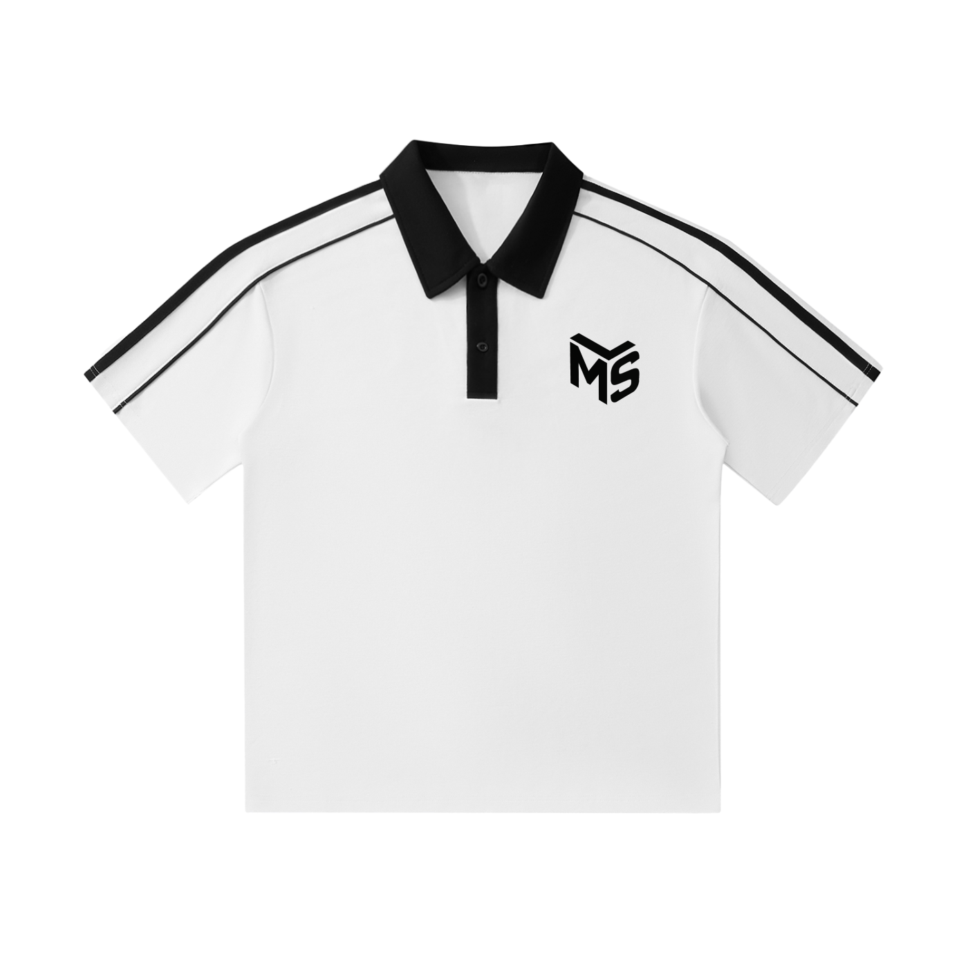 Contrast Collar Short-Sleeve Polo Shirt Mountains