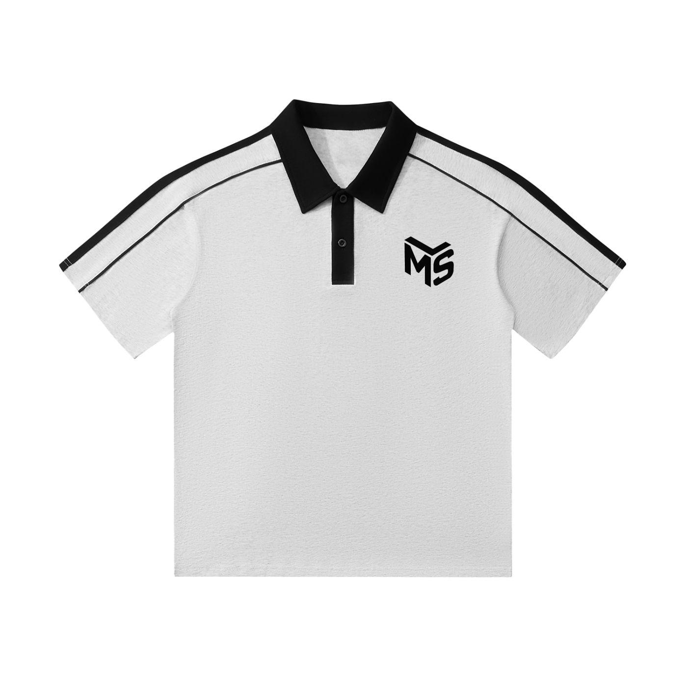 Contrast Collar Short-Sleeve Polo Shirt Mountains