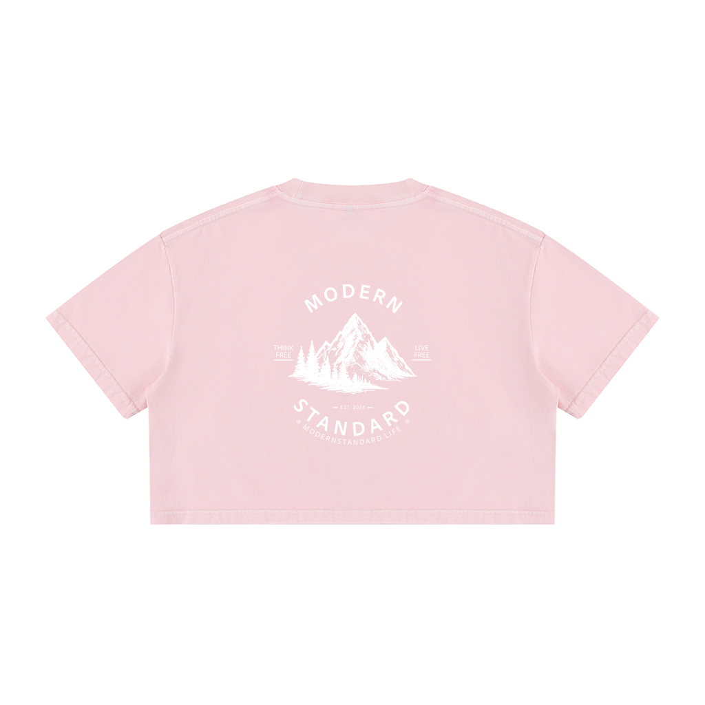 Women's Mineral Wash Cotton Crop T-Shirt